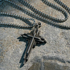 Structured Alloy Cross Necklace