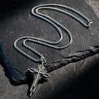 Structured Alloy Cross Necklace