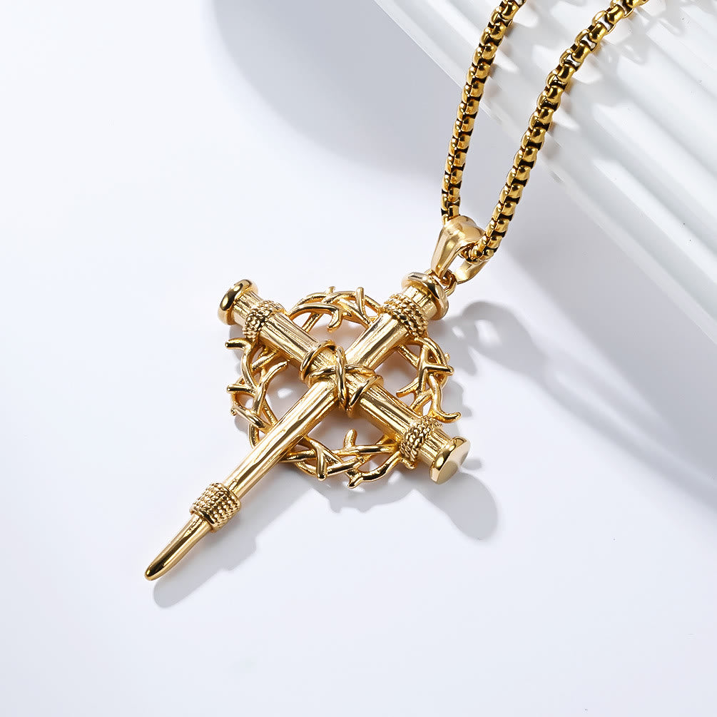 Three-Style Cross with Thron Necklace