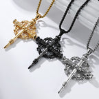 Three-Style Cross with Thron Necklace