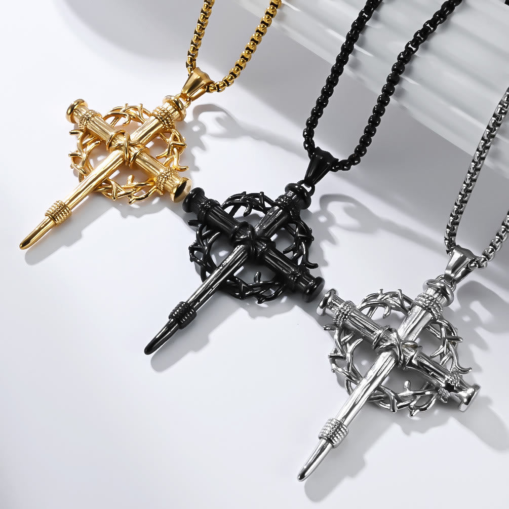 Three-Style Cross with Thron Necklace
