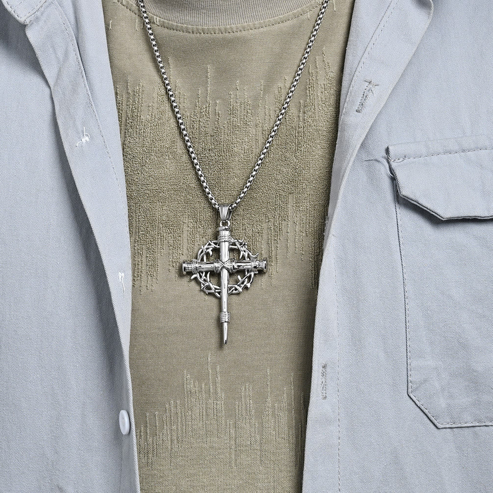 Three-Style Cross with Thron Necklace