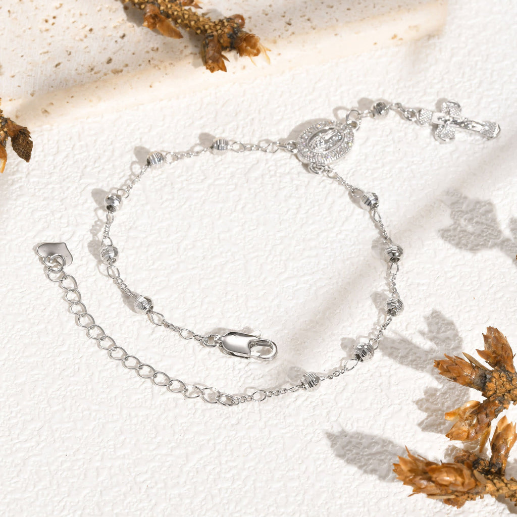 Our Lady & Crucifix Pendant Bracelet