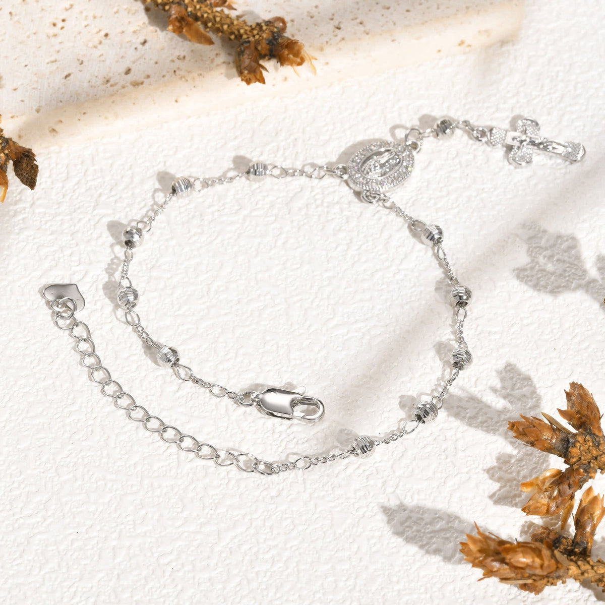 Our Lady & Crucifix Pendant Bracelet