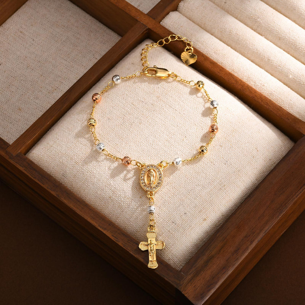 Our Lady & Crucifix Pendant Bracelet
