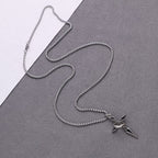Nested Ring Cross Polished Metal Necklace