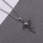 Nested Ring Cross Polished Metal Necklace