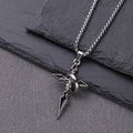Nested Ring Cross Polished Metal Necklace