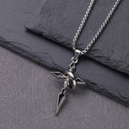 Nested Ring Cross Polished Metal Necklace