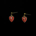 Matching Heart & Cross Charm Necklace & Earrings