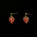 Matching Heart & Cross Charm Necklace & Earrings