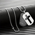 Polished Metal Cross Cutout & Engraved Verse Necklace