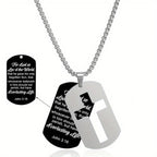 Polished Metal Cross Cutout & Engraved Verse Necklace