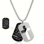 Polished Metal Cross Cutout & Engraved Verse Necklace