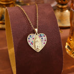 Radiant Our Lady Necklace with Heart-Frame Cubic Zirconia