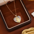 Radiant Our Lady Necklace with Heart-Frame Cubic Zirconia