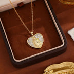 Radiant Our Lady Necklace with Heart-Frame Cubic Zirconia