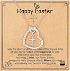 Intertwined Heart Cross Necklace with Card