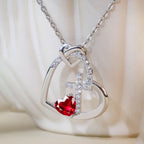 Sacred Heart Cross Necklace with Colored Accent