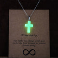 Glow-in-the-Dark Cross Necklace with Friendship Message Card