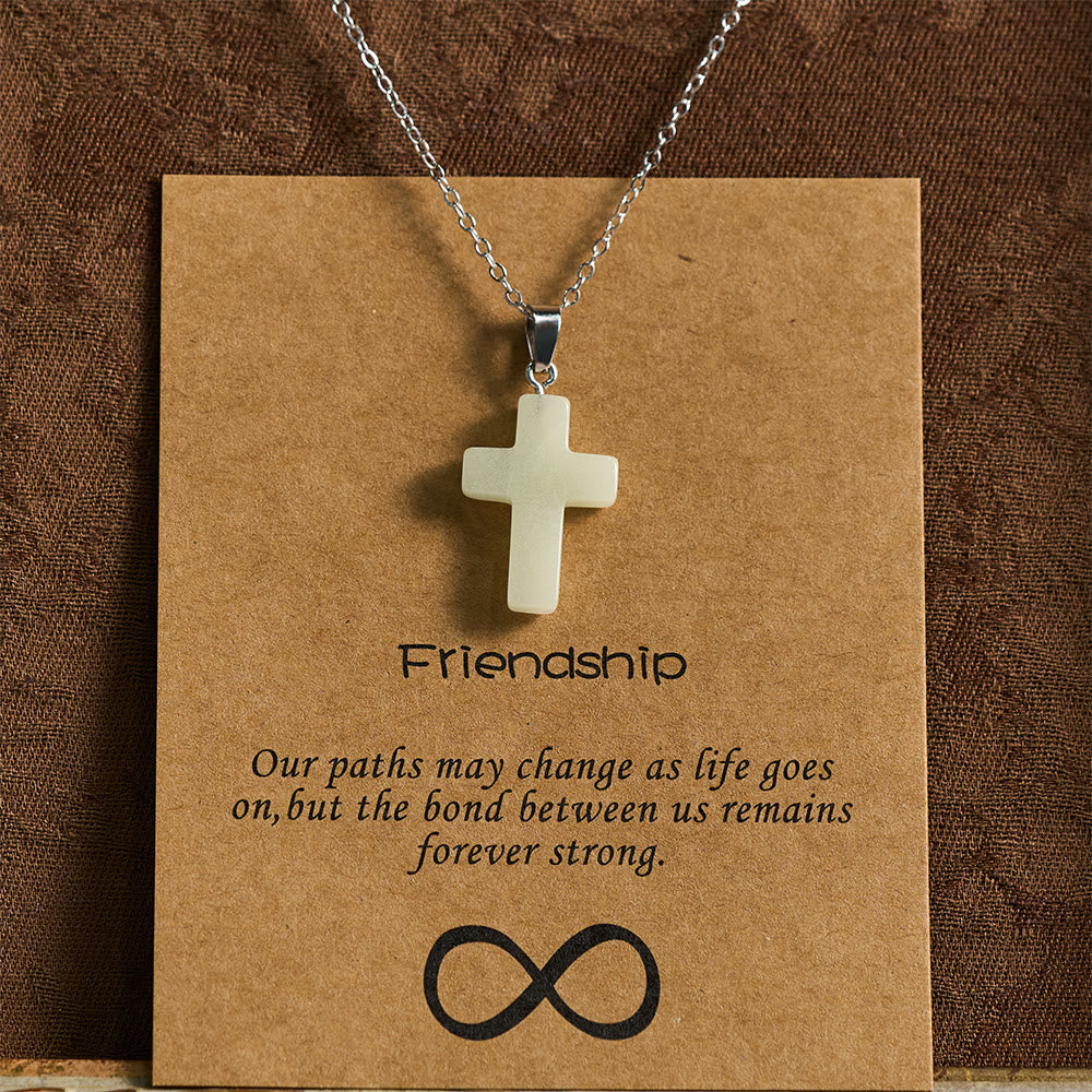 Glow-in-the-Dark Cross Necklace with Friendship Message Card