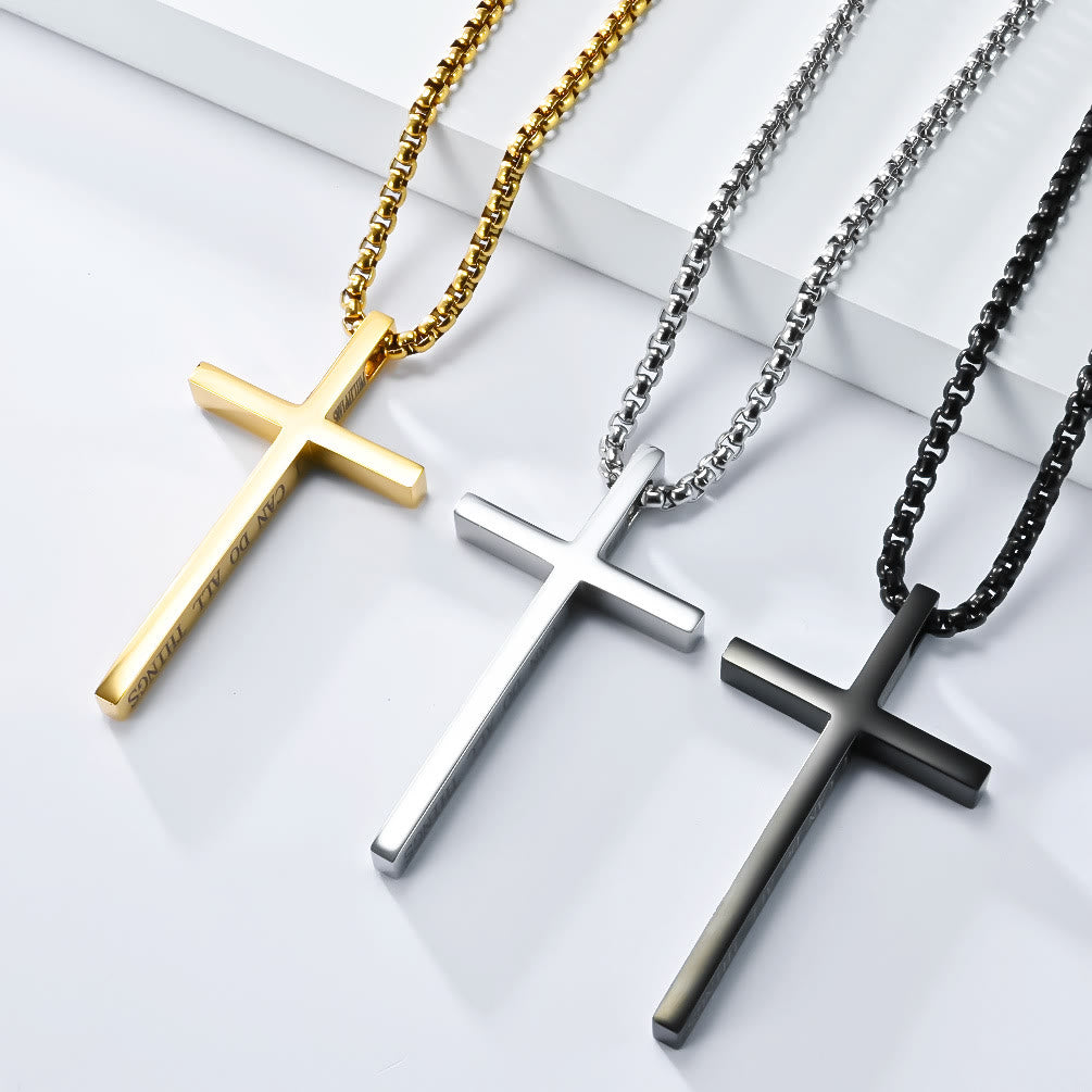 Cross Necklace with I Can Do All Things Inscription