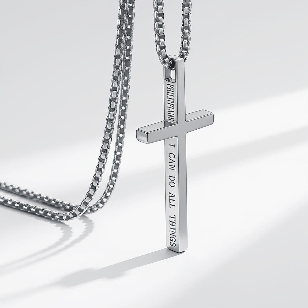 Cross Necklace with I Can Do All Things Inscription