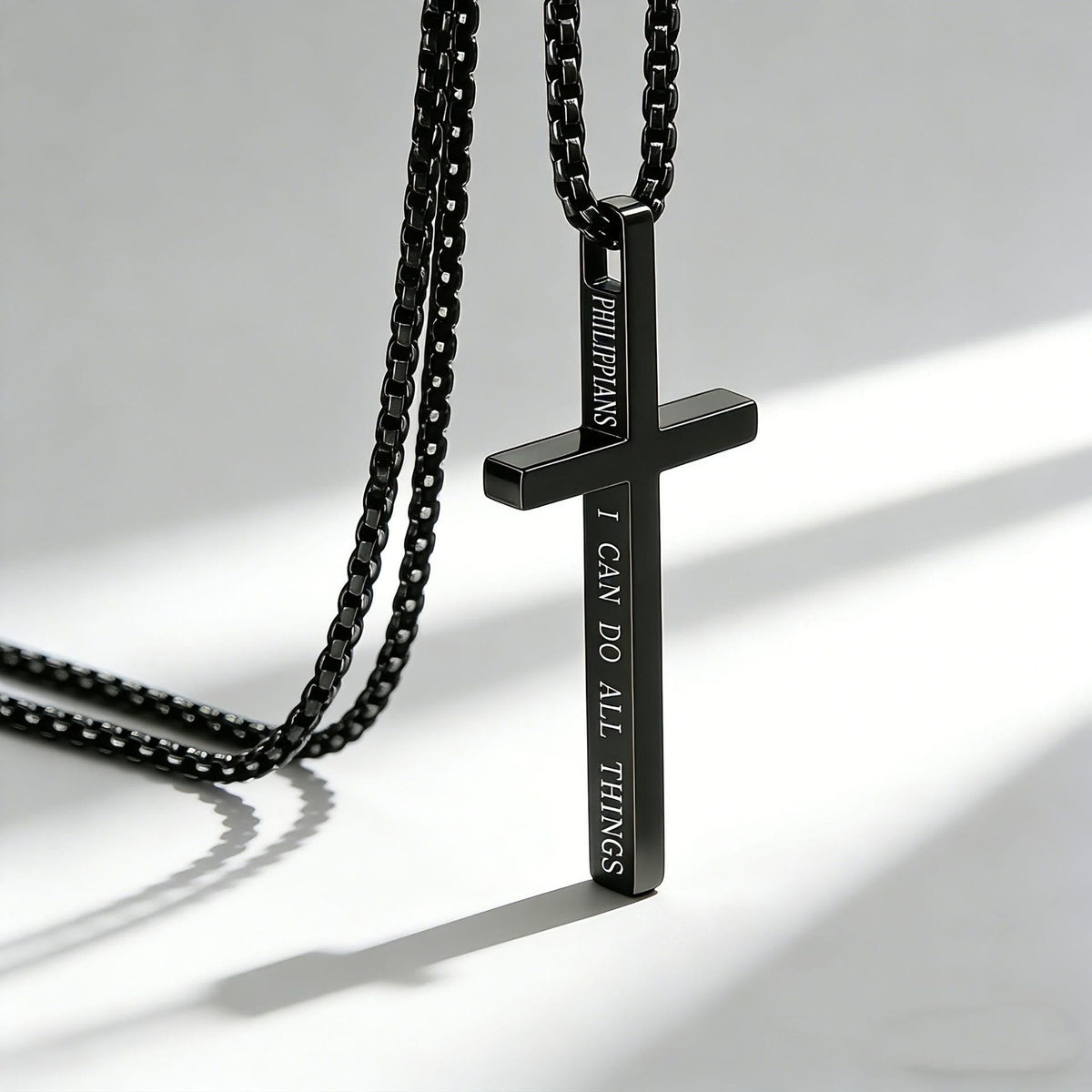 Black cross necklace I Can Do All Things