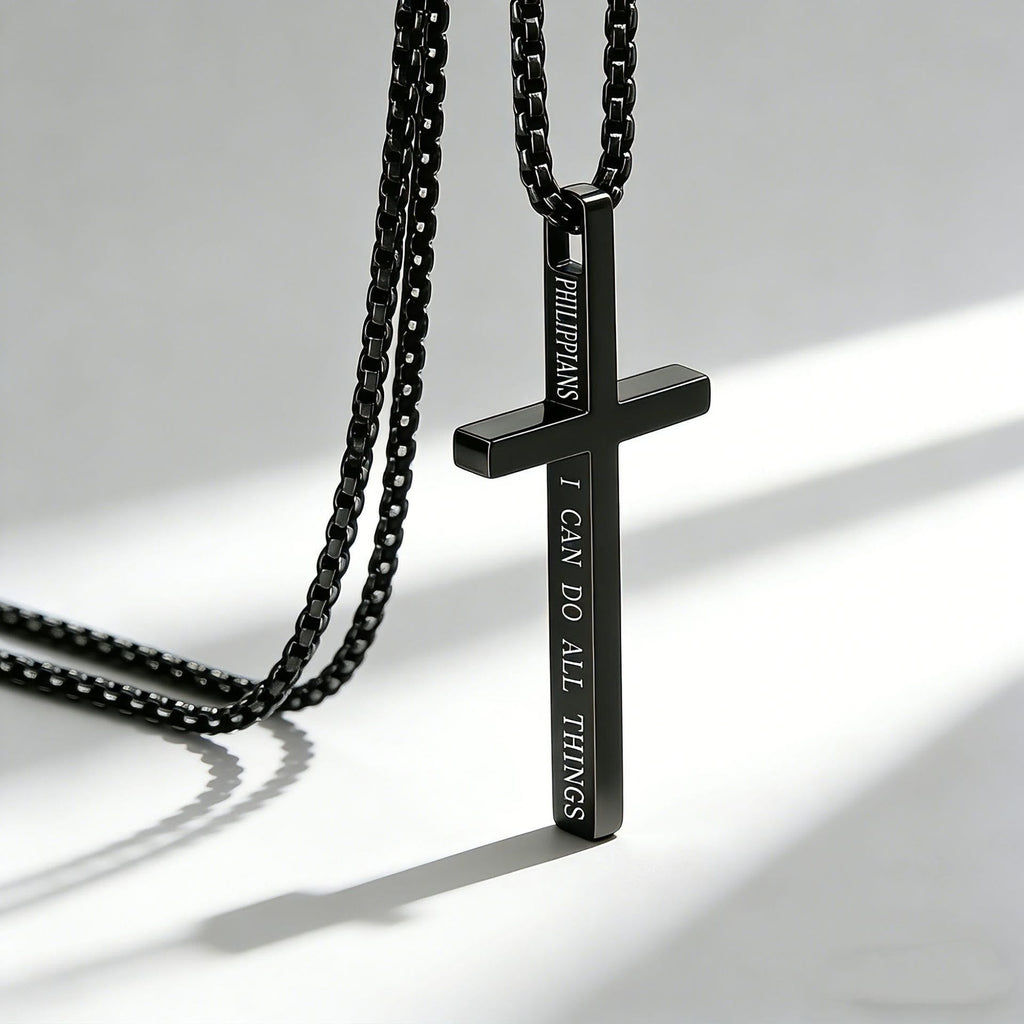 Cross Necklace with I Can Do All Things Inscription