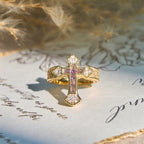 Central Cross Motif Ring with Cubic Zirconia Accents