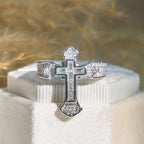 Central Cross Motif Ring with Cubic Zirconia Accents