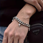 Curb Chain Bracelet with Dangling Cross Charms