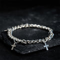 Curb Chain Bracelet with Dangling Cross Charms