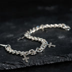 Curb Chain Bracelet with Dangling Cross Charms