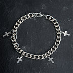 Curb Chain Bracelet with Dangling Cross Charms