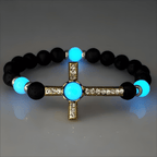 Volcanic Stone Bracelet with Glow-in-the-Dark Cross