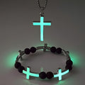 Luminous Cross Necklace & Beaded Bracelet Set