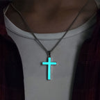 Luminous Cross Necklace & Beaded Bracelet Set