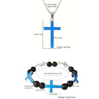 Luminous Cross Necklace & Beaded Bracelet Set