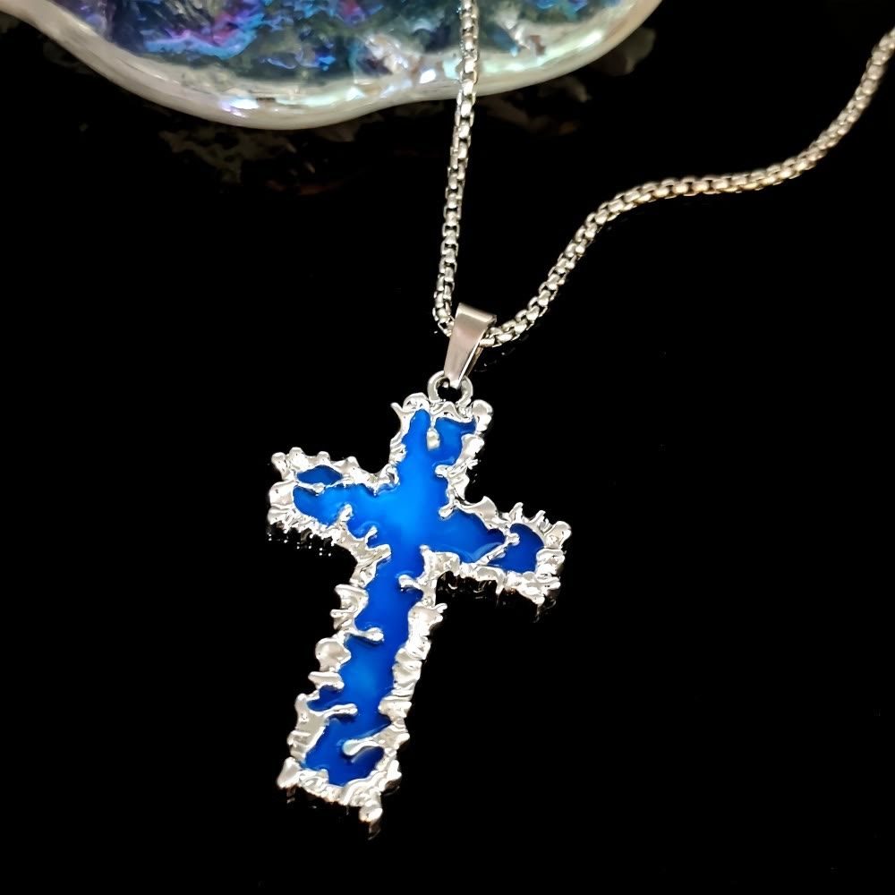 3-Color Luminous Cross Necklace & Beaded Bracelet Set