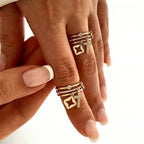 Shimmering Cross Charm Layered Band Ring