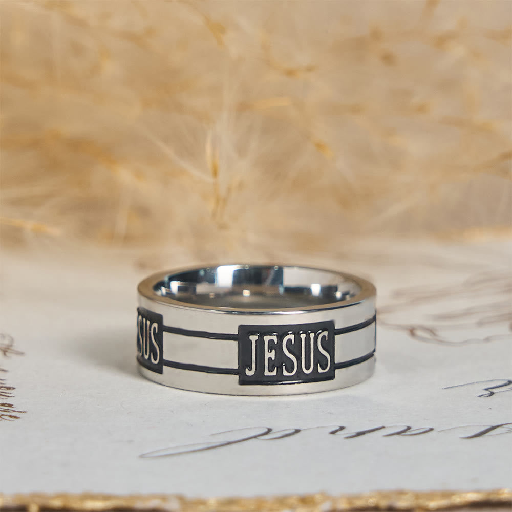 Bold JESUS Lettering Metal Ring