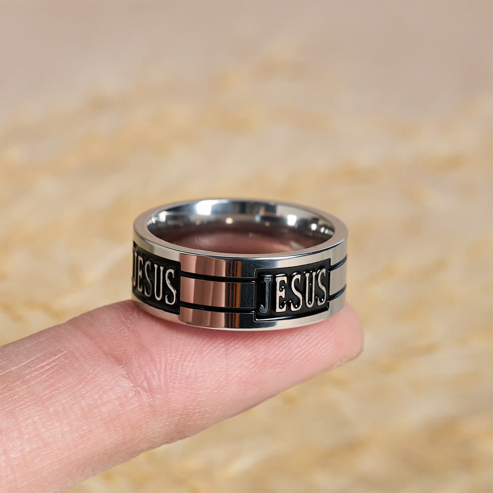 Bold JESUS Lettering Metal Ring