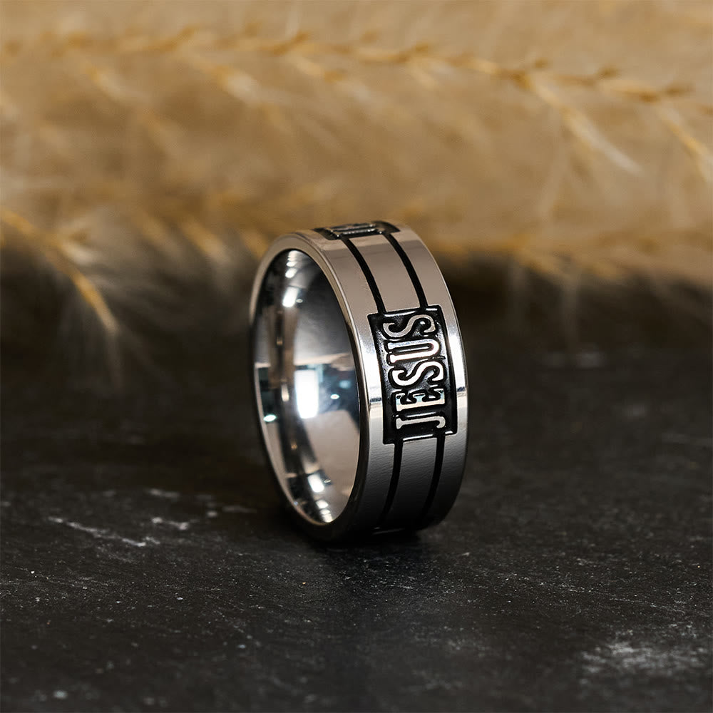 Bold JESUS Lettering Metal Ring