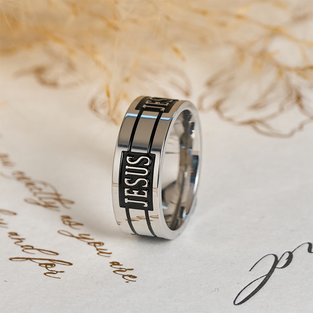 Bold JESUS Lettering Metal Ring