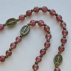 Vintage Strawberry Quartz Bracelet with Miraculous Medal Sacred