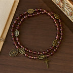 Vintage Strawberry Quartz Bracelet with Miraculous Medal Sacred