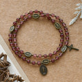 Vintage Strawberry Quartz Bracelet with Miraculous Medal Sacred