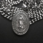 Sparkling Our Lady Oval Medallion Pendant Necklace