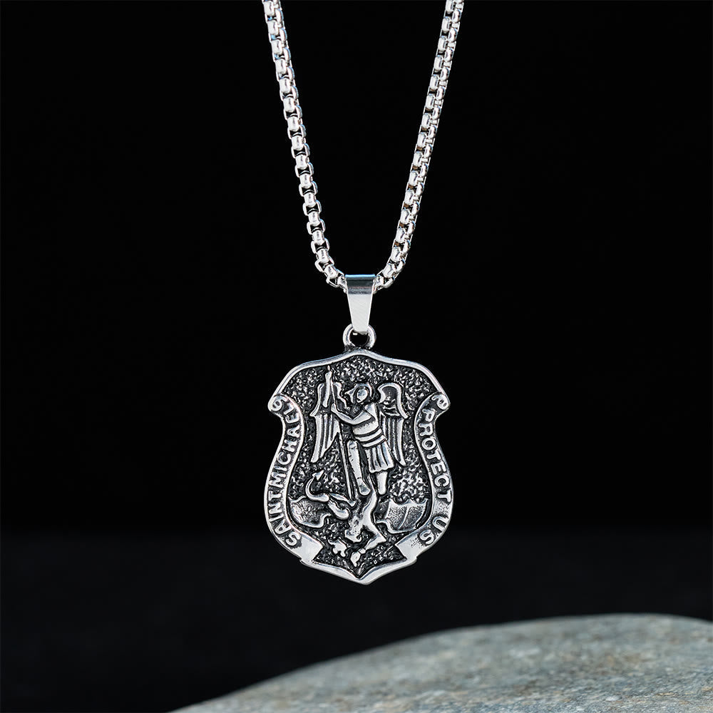 Dark Antiqued St. Michael Necklace